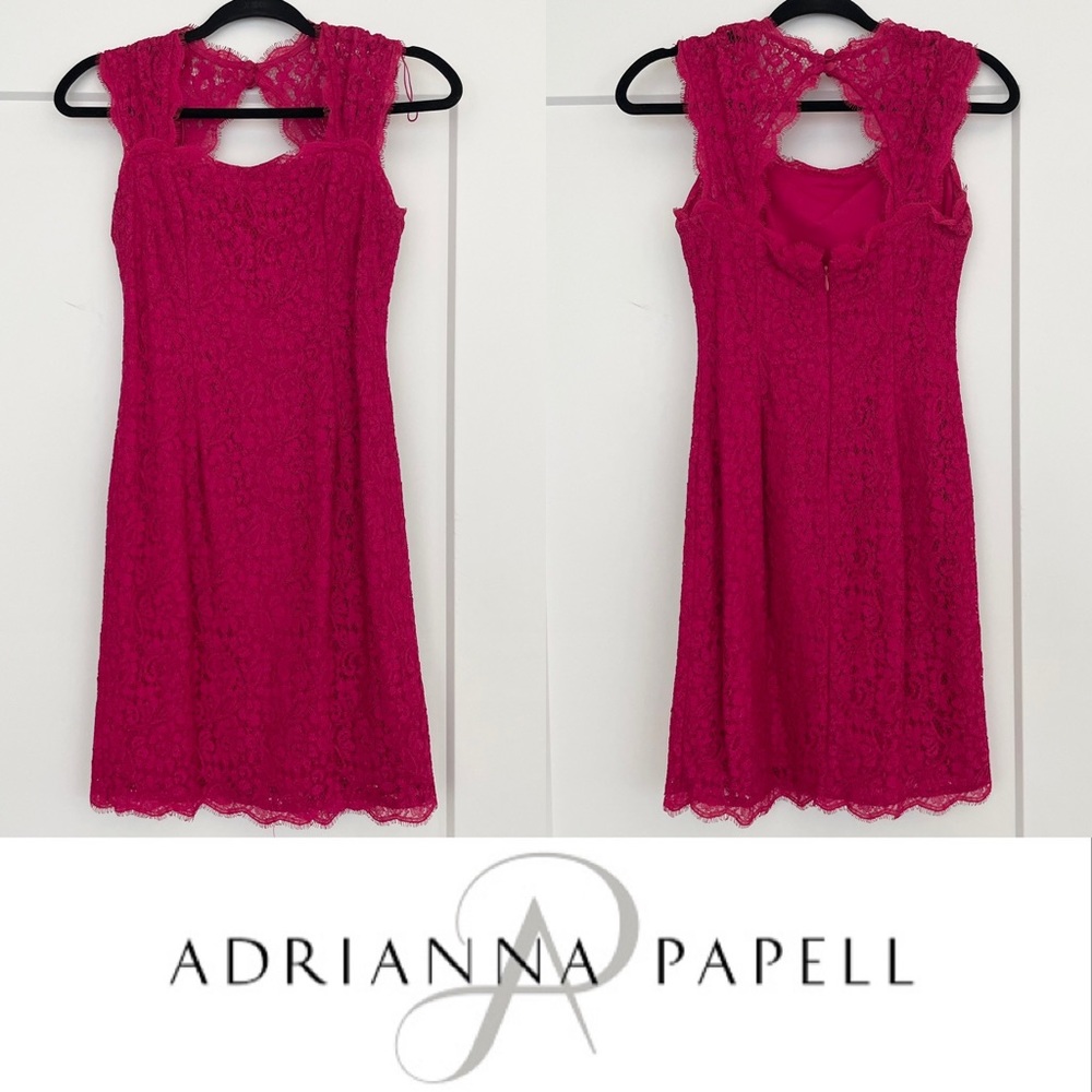 EUC Adrianna Papell Pink Lace Cocktail Dress, Size 4